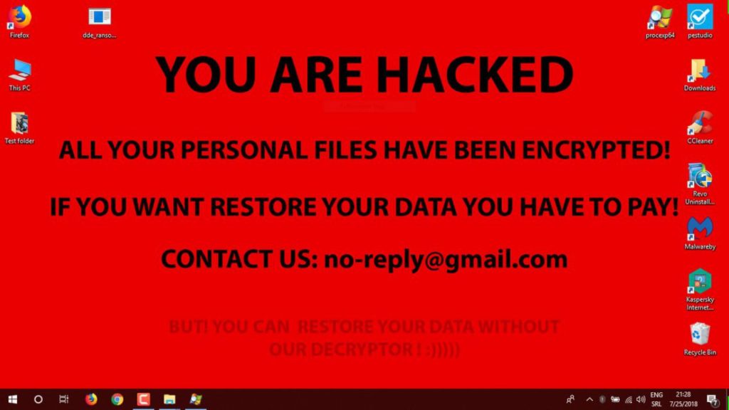 schermata di riscatto di un ransomware
