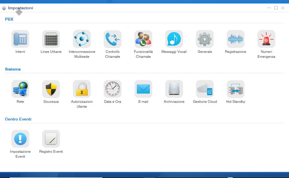 Interfaccia di configurazione in italiano